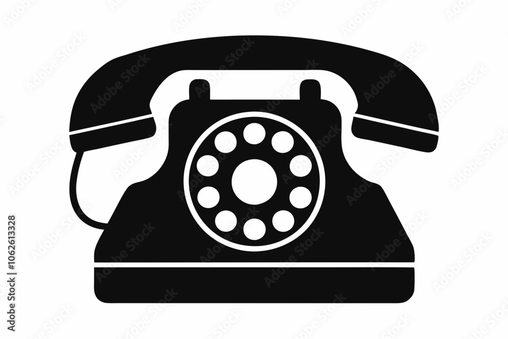 Telephone Silhouette Vector, Old Phone Icon Symbol Telephone Silhouette Vector, Old Phone Icon Symbol