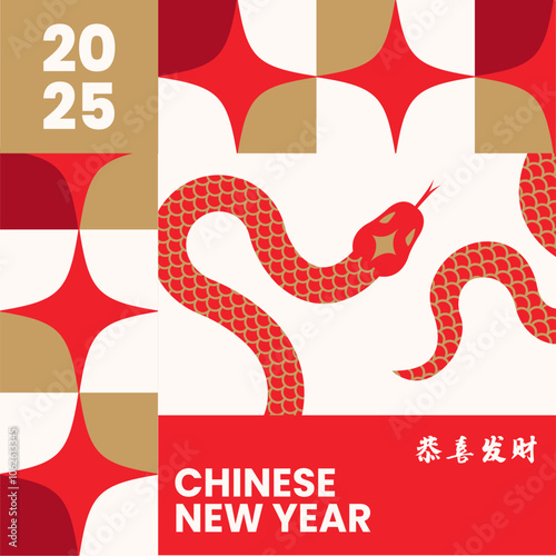 Graphic collection of gold scandinavian snake chinese new year imlek with seamless pattern