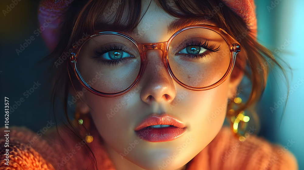 Close-Up Portrait of a Woman in Glasses Close-Up Portrait of a Woman in Glasses