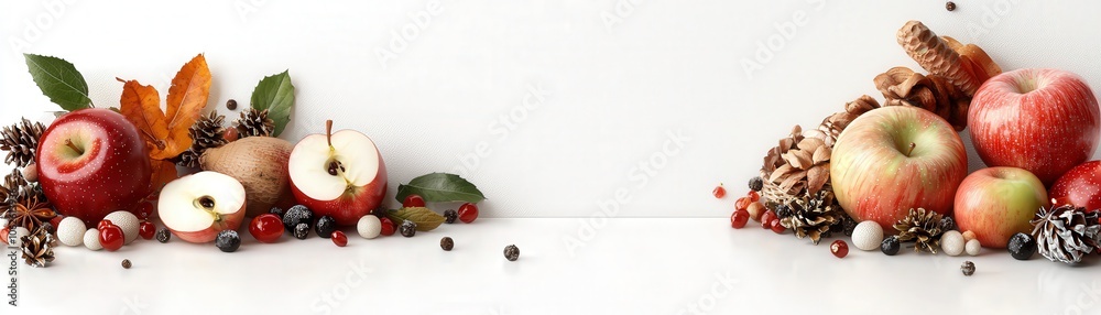 Autumn Still Life with Apples Berries and Pine Cones Autumn Still Life with Apples Berries and Pine Cones