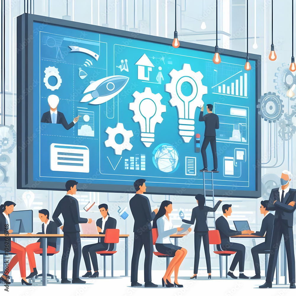 Flat Innovators 3D Printed Models Digital Screens Brainstorming Realistic Session Macro Close Up Creativity Space for Text Vector Illustration Flat Innovators 3D Printed Models Digital Screens Brainstorming Realistic Session Macro Close Up Creativity Space for Text Vector Illustration