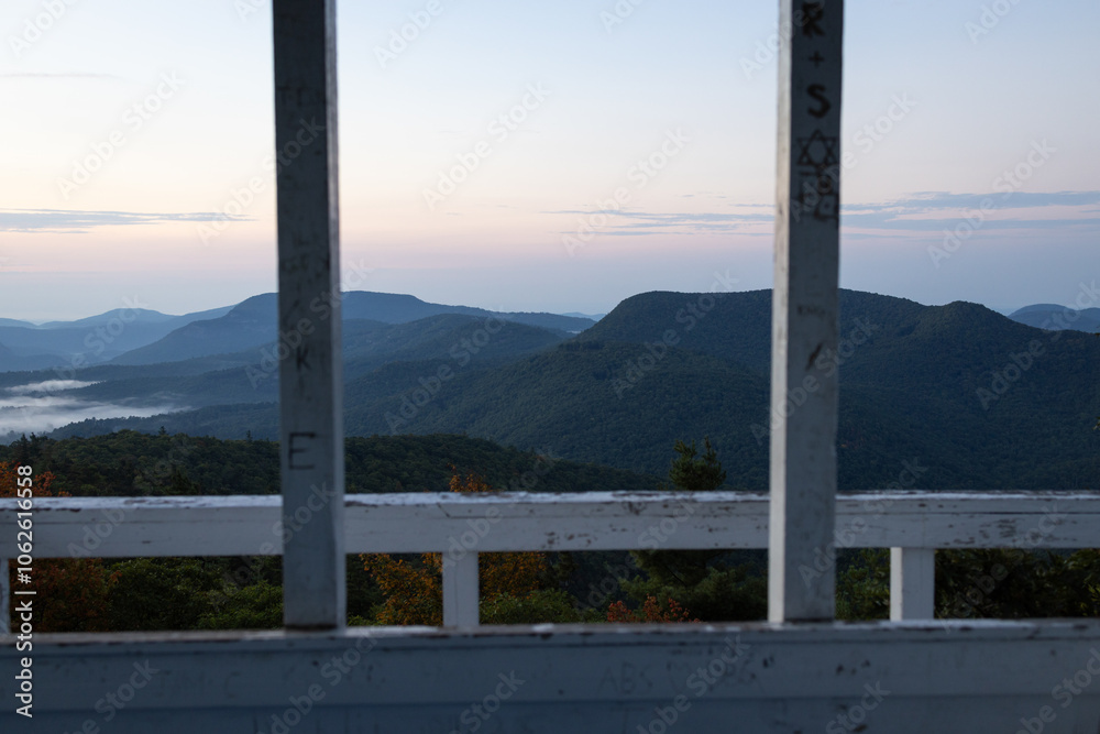 Fototapeta premium The Historic Yellow Mountain Fire Tower in the Nantahala National Forest of North Carolina