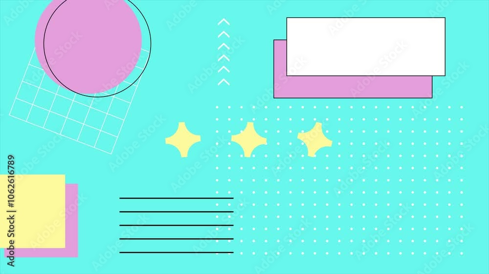 Colorful geometric abstract animation with modern shapes seamless 4k video background motion pop art design