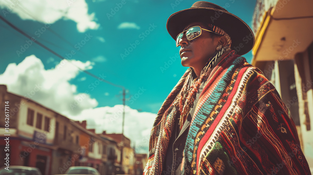 Obraz premium Cultural Street Scene with Traditional Attire