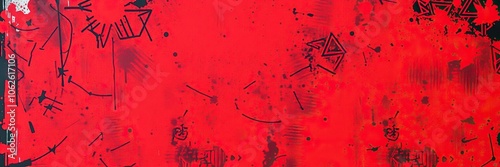 Abstract red and black painted background with textured brush strokes, colorful, decorative, vibrant