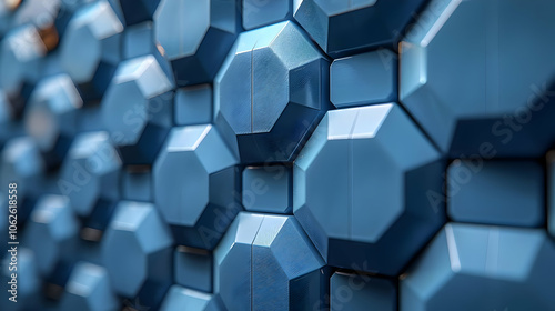 Abstract Geometric Blue Octagon Pattern 3D Animation