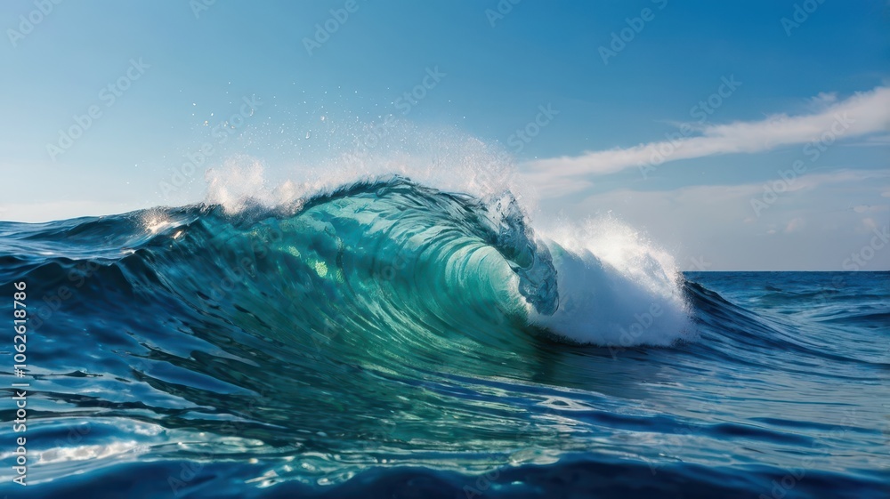 wave breaking on the beach The sea waves are suitable for surfing. wave breaking on the beach The sea waves are suitable for surfing.