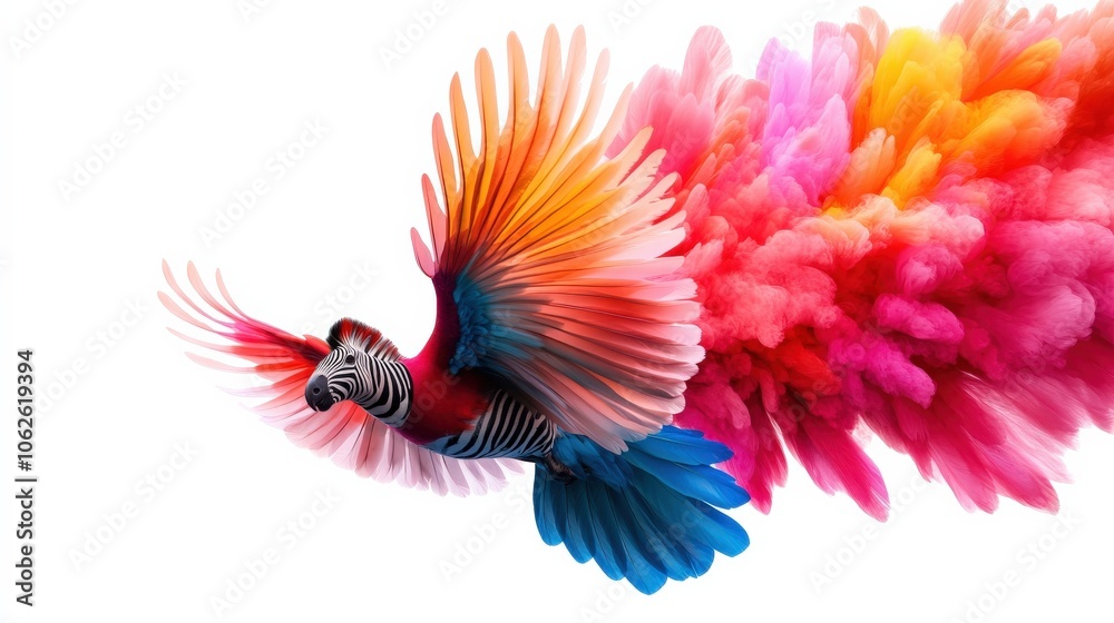 Obraz premium Colorful bird with vibrant feathers against a white isolate background.