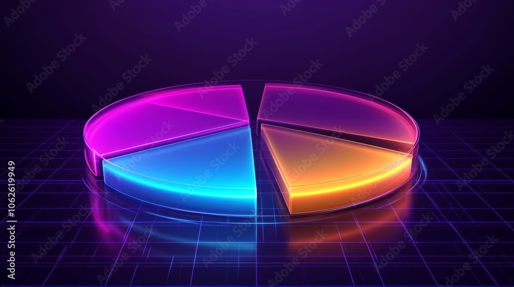 Obraz premium 3D Circular Pie Chart with Transparent Gradient