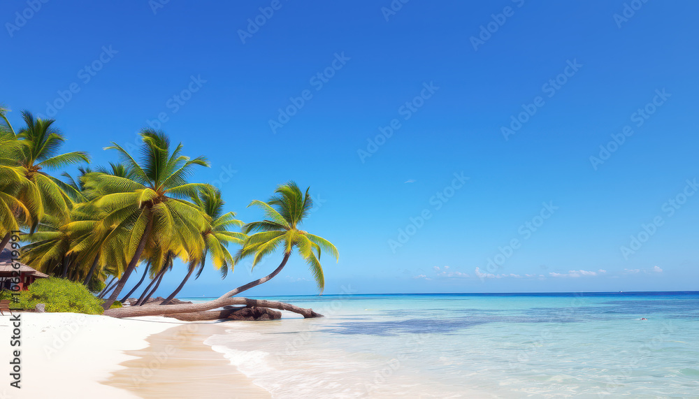 Beautiful tropical beach with blue sky background. Beautiful tropical beach with blue sky background.