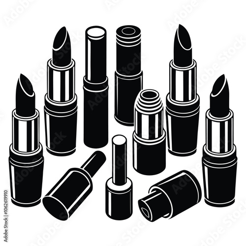 vector collection of lipsticks on white background