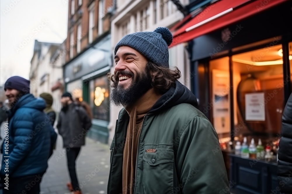 Handsome man with beard on the street in London, UK Handsome man with beard on the street in London, UK