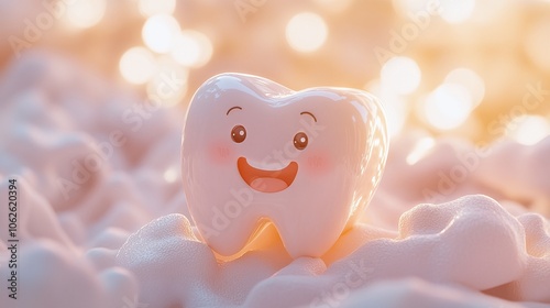 Cartoon cute healthy oral teeth