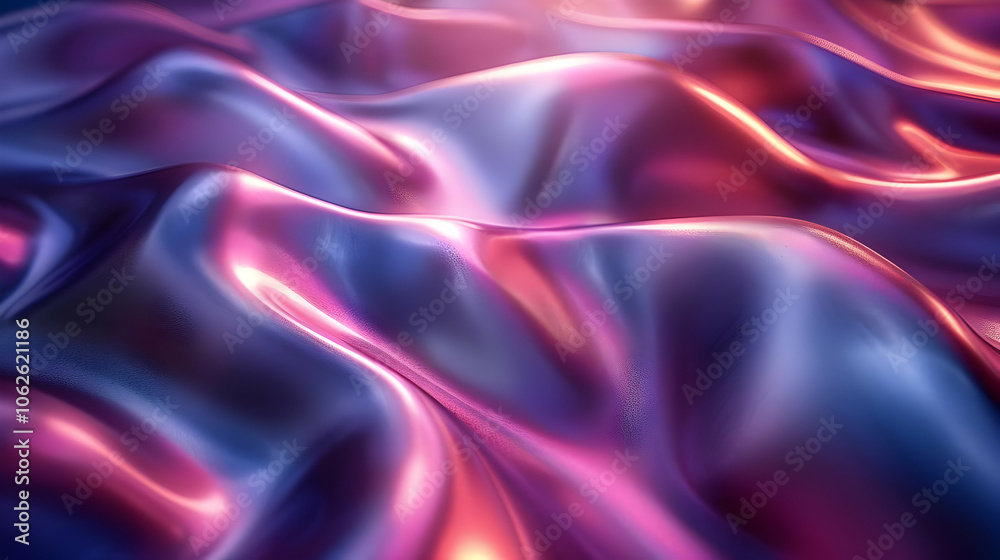Obraz premium Abstract 3D Render of Wavy Purple and Pink Surface