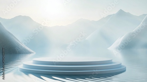 Product display stand with landscape background