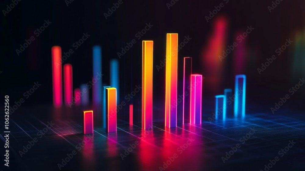 Neon 3D Futuristic Bar Graph Visualization Neon 3D Futuristic Bar Graph Visualization
