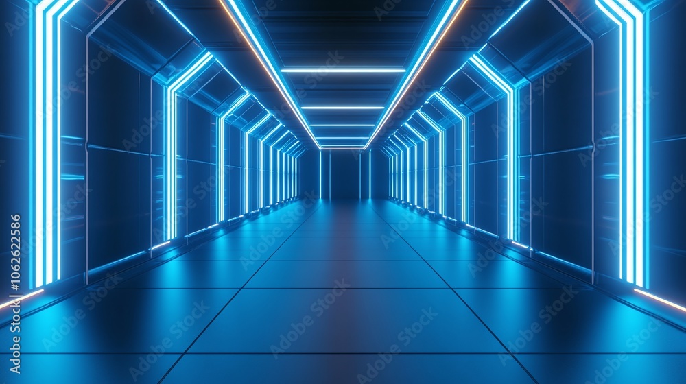 Technology blue neon scene Technology blue neon scene