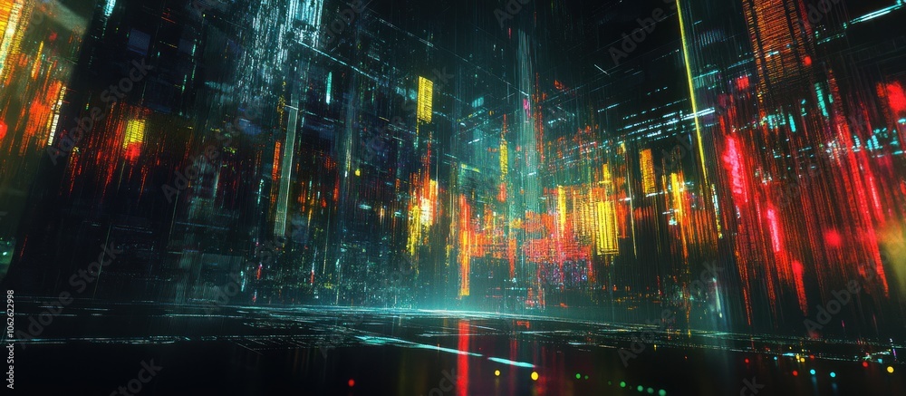 Digital Cityscape: Neon Lights and Data Streams Digital Cityscape: Neon Lights and Data Streams