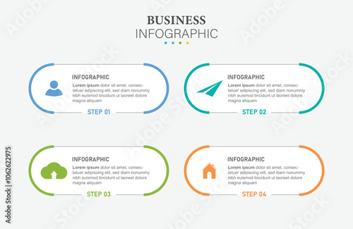 Infographic Business template with icons and options or steps for presentation, diagram, web