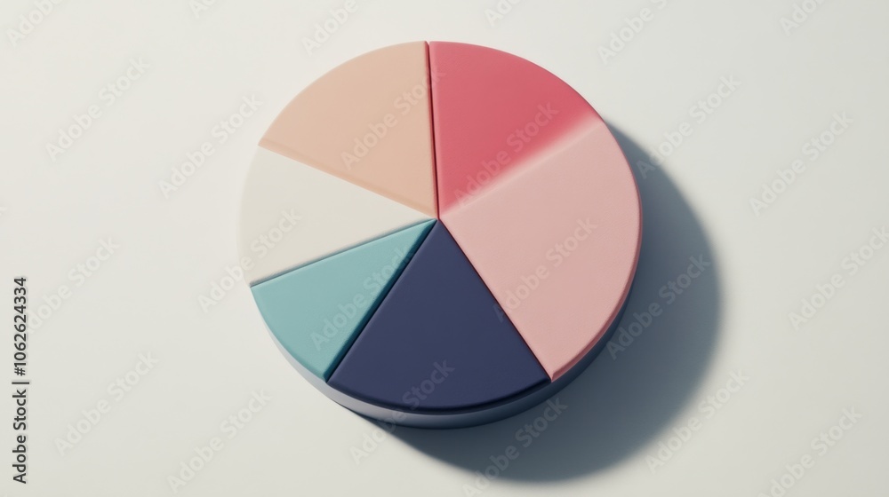 Obraz premium Soft Colored Minimalist 3D Pie Chart Design