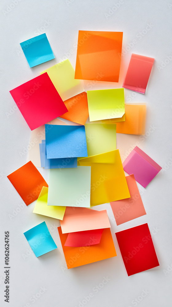 colorful sticky note papers on white wall background colorful sticky note papers on white wall background