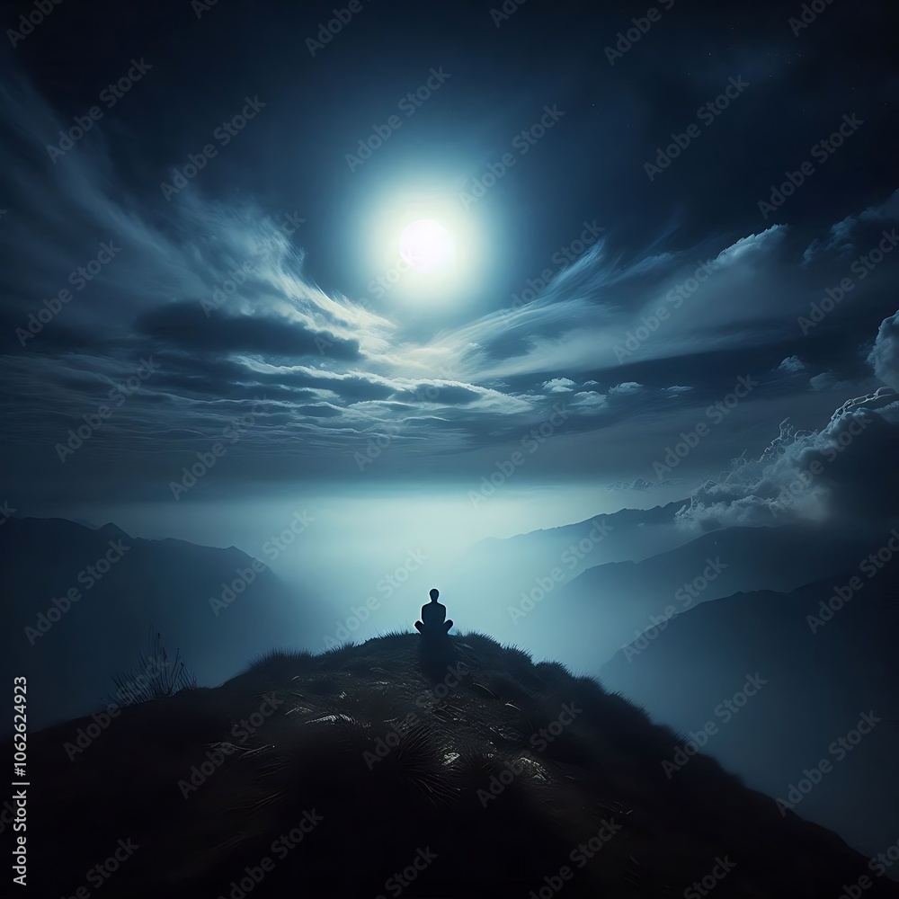 Hills with moon light Hills with moon light