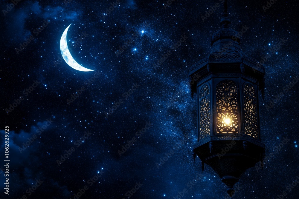 Intricate Lantern Illuminated Under Starry Night Sky Intricate Lantern Illuminated Under Starry Night Sky
