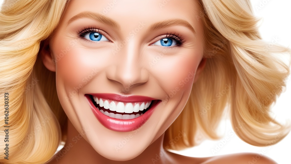 Vibrant smiling blonde woman with a stunning