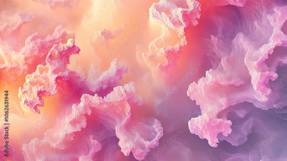 Pink Fractal Cloudscape: 3D Rendered Surreal Dreamscape Pink Fractal Cloudscape: 3D Rendered Surreal Dreamscape