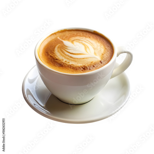 Hot cappuccino coffee cup isolated with transparent background