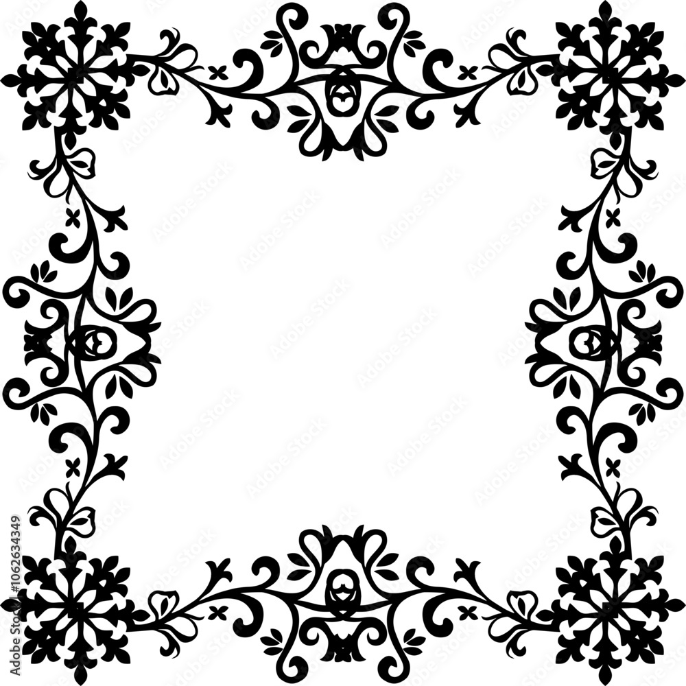 Decorative snowflakes ornament frame border Decorative snowflakes ornament frame border