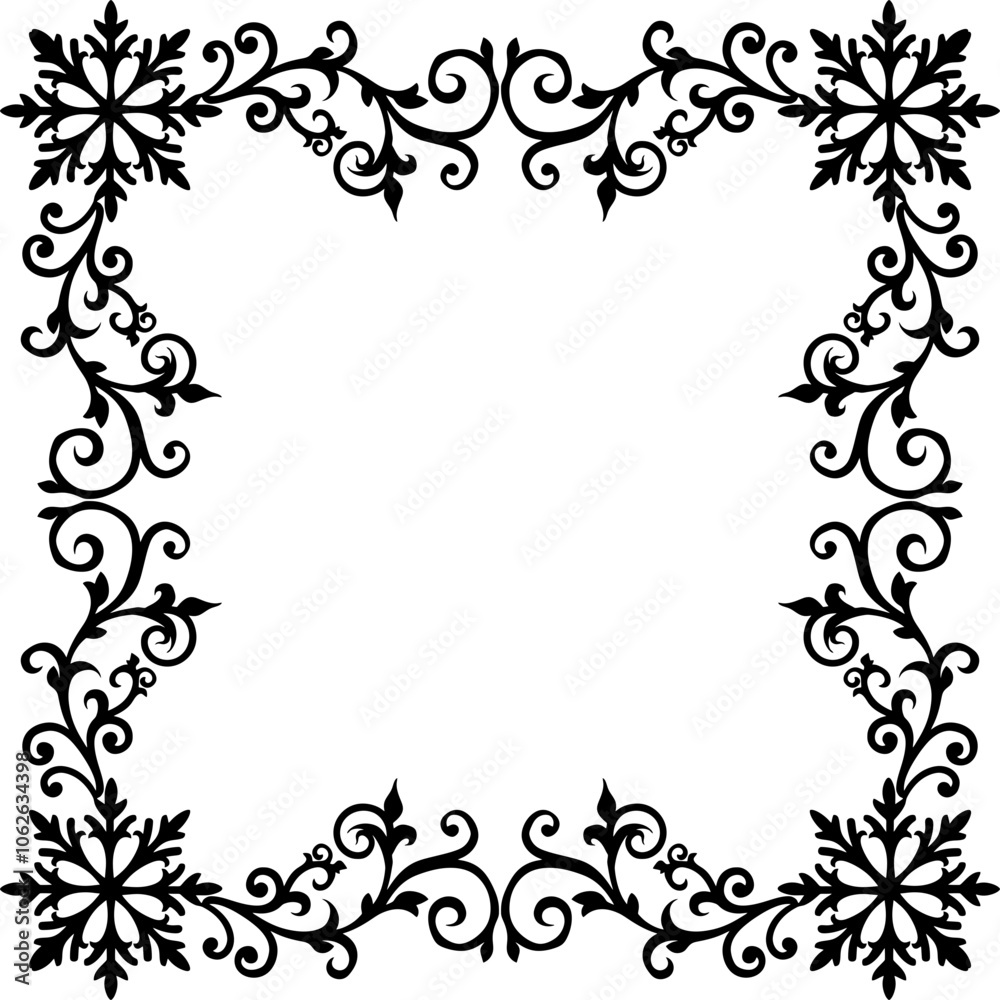 Decorative snowflakes ornament frame border Decorative snowflakes ornament frame border