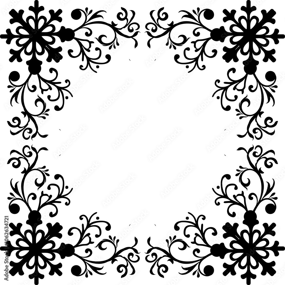 Decorative snowflakes ornament frame border
