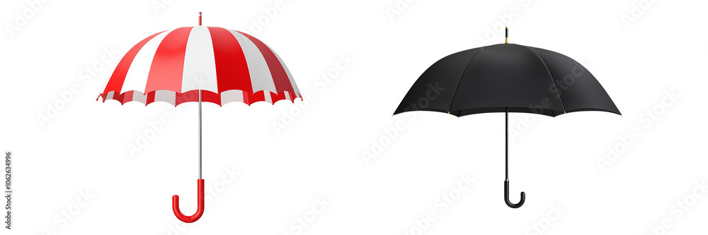 Contrasting Umbrellas A Study in Color and Design with Red-White and Black Options Contrasting Umbrellas A Study in Color and Design with Red-White and Black Options
