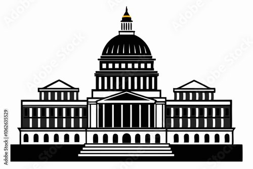 Washington Capitol building skyline silhouette vector illustration