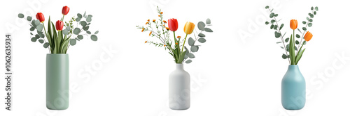 Wallpaper Mural Elegant Arrangement of Colorful Tulips in Modern Vases for Home Decor Inspiration Torontodigital.ca