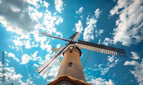 windmill in the sky and stormy sky photo