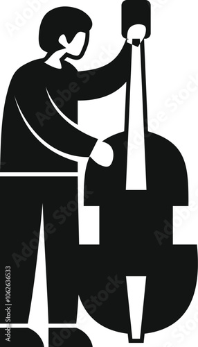 Professional contrabass player preparing for a music performance, holding his instrument