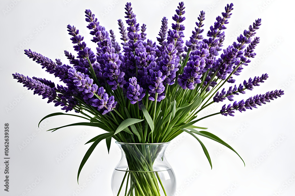 Fototapeta premium lavender flowers isolated on white background, bunch of lavender, bouquet of lilac