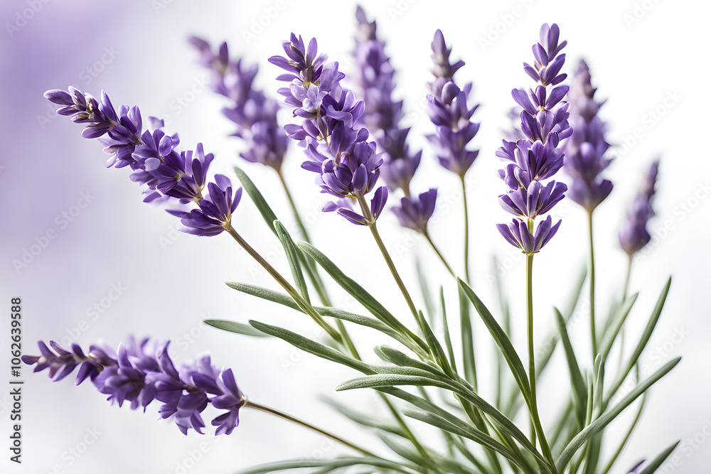 Naklejka premium lavender flowers isolated on white background, bunch of lavender, bouquet of lilac