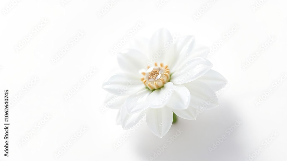 Fototapeta premium A mesmerizing pearlescent daisie shining on a pure white background, gentle, colorful