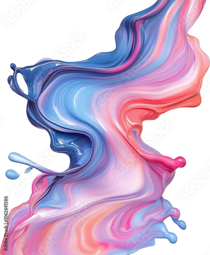 Abstract swirl of colorful paint on transparent background, artistic creativity concept