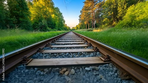 Train Tracks Leading Into the Forest, railroad tracks, railway, trees, nature, green