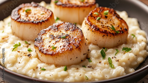 Seared Scallops on Creamy Risotto Delight