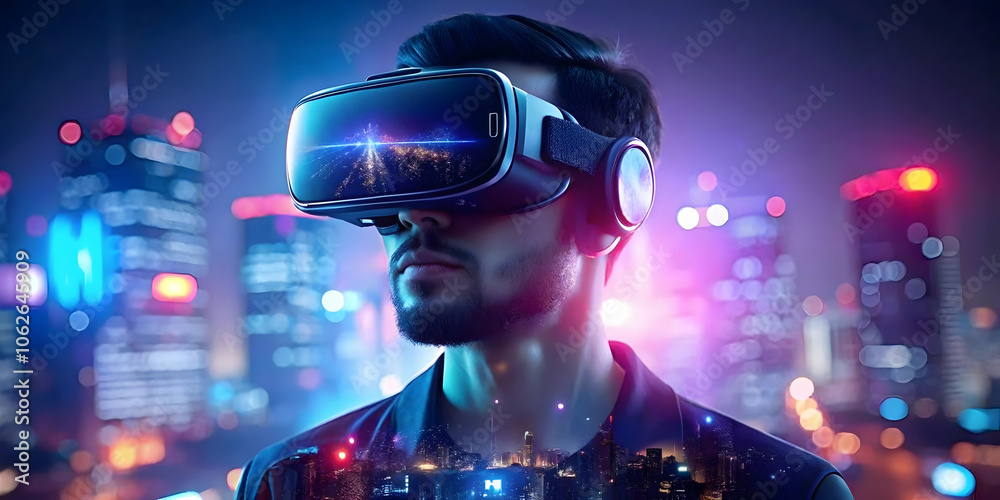 Marketer VR Digital Campaign Visualization Close Up Headset Immersed Virtual Environment Future Marketing Strategies Network Intelligence Copy Space Photo Stock Concept Marketer VR Digital Campaign Visualization Close Up Headset Immersed Virtual Environment Future Marketing Strategies Network Intelligence Copy Space Photo Stock Concept