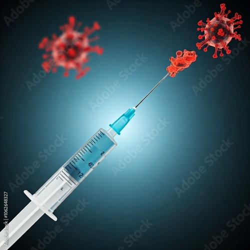 Virus and Vaccination, virus, cell and injecting, vaccine, macro, close up, vaccination, illustration, design, art, vector, fire, flower, floral, decoration, texture,  backgrounds, pattern, black, orn photo