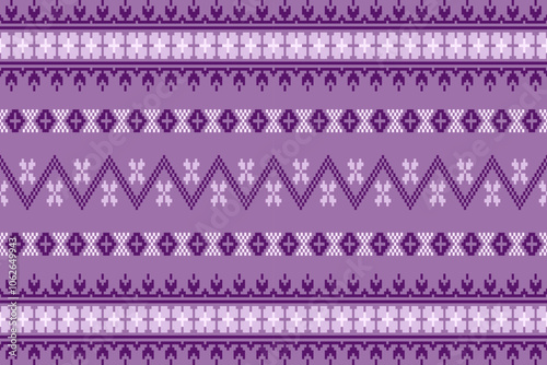 Colorful geometric traditional ethnic pixel art pattern background.Ikat seamless pattern abstract design for fabric print cloth dress carpet curtains and sarong.fabric,batik,Knitwear,Embroidery