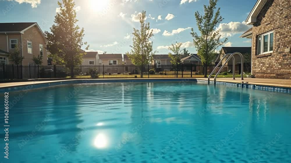 Backyard Pool with Sun Glare, swimming pool, blue, water, summer, sunny Backyard Pool with Sun Glare, swimming pool, blue, water, summer, sunny