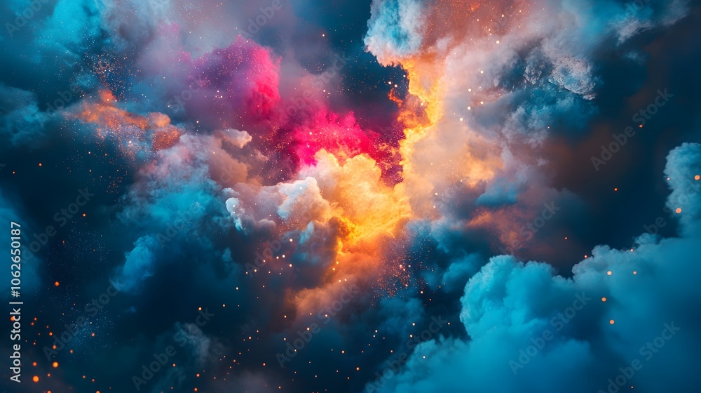 Vibrant clouds of color reflecting cosmic beauty.