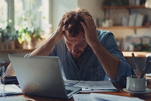 Frustrated Businessman in a Stressful Work Environment